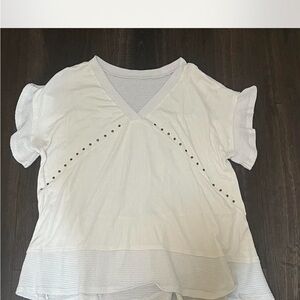 White V-Neck Women's Top